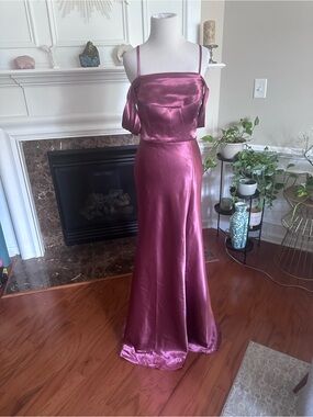 Stunning Satin Mauve Formal Dress detachable spaghetti &/or off shoulder straps